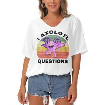 I Axlotl Questions Cute Axlotl V2 Women's Bat Sleeves V-Neck Blouse | Favorety CA