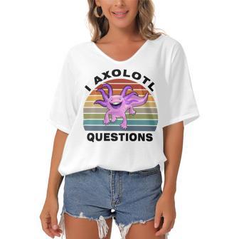 I Axlotl Questions Cute Axlotl V3 Women's Bat Sleeves V-Neck Blouse | Favorety UK