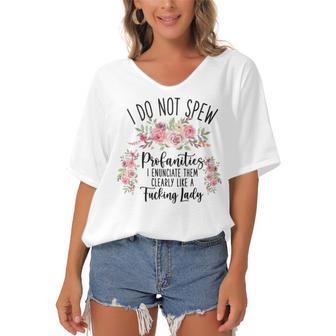 I Do Not Spew Profanities Women's Bat Sleeves V-Neck Blouse | Favorety AU