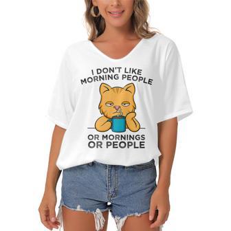 I Dont Like Morning People Or Mornings Or People V2 Women's Bat Sleeves V-Neck Blouse | Favorety DE