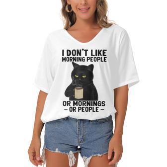 I Dont Like Morning People Or Mornings Or People V3 Women's Bat Sleeves V-Neck Blouse | Favorety AU