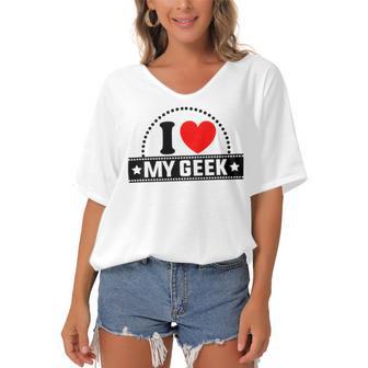 I Love Some Bunny With Autism V2 Women's Bat Sleeves V-Neck Blouse | Favorety DE