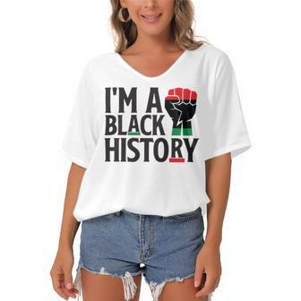 Im A Black History Juneteenth African American Women's Bat Sleeves V-Neck Blouse | Favorety CA