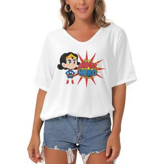 Im A Super Hero In Training For Women Girls And Kids Women's Bat Sleeves V-Neck Blouse | Mazezy