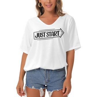 Just Start 98 Trending Shirt Women's Bat Sleeves V-Neck Blouse | Favorety AU