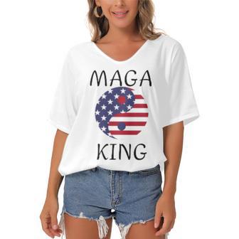 King Maga Women's Bat Sleeves V-Neck Blouse | Favorety DE