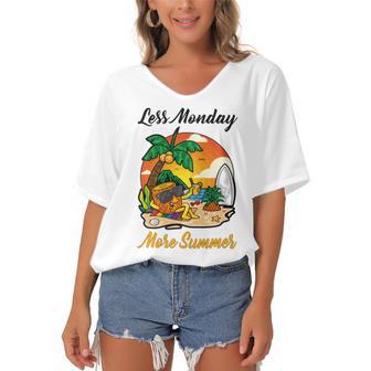 Less Monday More Summer Funny Pineapple Gift Pineapple Lover Women's Bat Sleeves V-Neck Blouse | Favorety DE