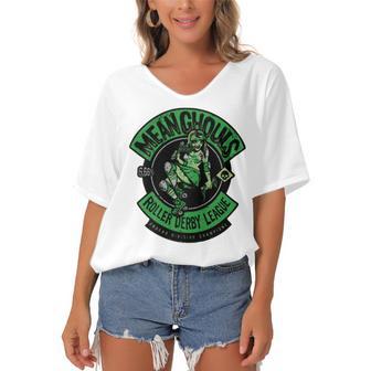 Mean Ghouls 203 Trending Shirt Women's Bat Sleeves V-Neck Blouse | Favorety UK