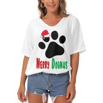 Merry Dogmas Women's Bat Sleeves V-Neck Blouse | Favorety