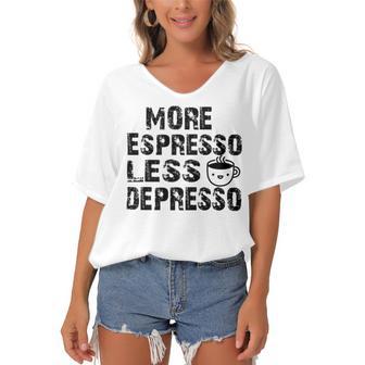 More Espresso Less Depresso Women's Bat Sleeves V-Neck Blouse | Favorety CA