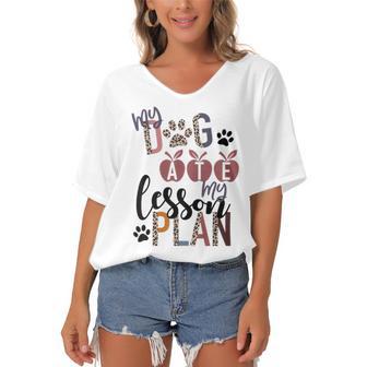 My Dog Ate My Lesson Plans Women's Bat Sleeves V-Neck Blouse | Favorety AU