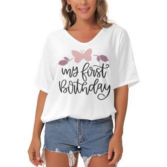 My First Birthday Women's Bat Sleeves V-Neck Blouse | Favorety UK