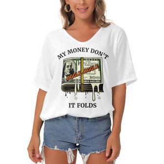 My Money Dont Jiggle Jiggle It Folds Women's Bat Sleeves V-Neck Blouse | Favorety UK