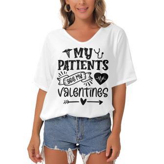 My Patients Are My Valentines 140 Trending Shirt Women's Bat Sleeves V-Neck Blouse | Favorety DE