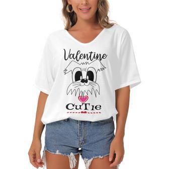 My Valentine Puppy Cutie Women's Bat Sleeves V-Neck Blouse | Favorety