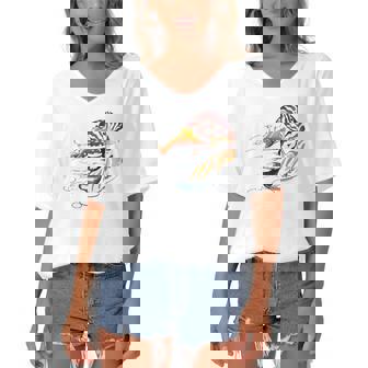 Nautilus Shell In The Ocean Women's Bat Sleeves V-Neck Blouse | Mazezy