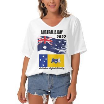 New Australia Day 2022 V2 Women's Bat Sleeves V-Neck Blouse | Favorety CA