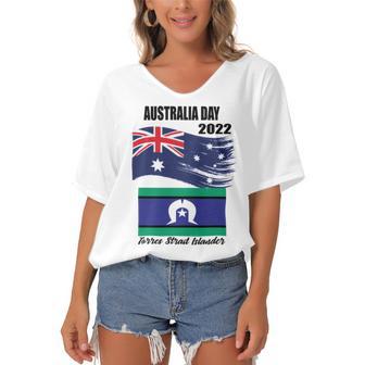 New Australia Day 2022 Women's Bat Sleeves V-Neck Blouse | Favorety AU