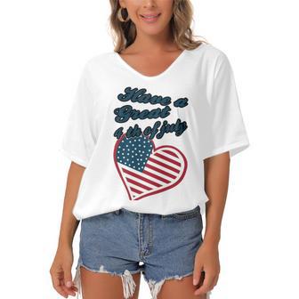 Official Have A Great 4Th Of July Women's Bat Sleeves V-Neck Blouse | Favorety DE