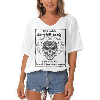 Official Wrong Society Drink From The Skull Of Your Enemies Women's Bat Sleeves V-Neck Blouse | Favorety UK