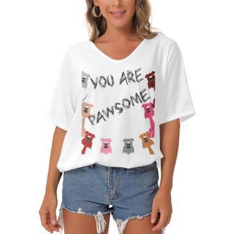 Official You Are Pawsome Women's Bat Sleeves V-Neck Blouse | Favorety CA