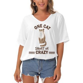 One Cat Short Of Crazy Women's Bat Sleeves V-Neck Blouse | Favorety AU