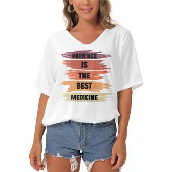 Patience Is The Best Medicine Women's Bat Sleeves V-Neck Blouse | Favorety