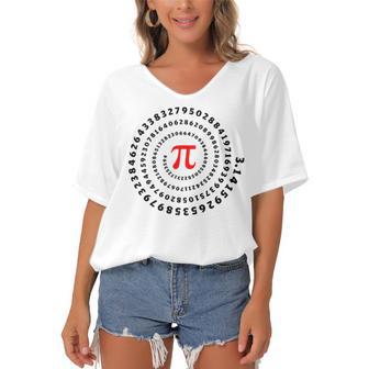 Pi Π Spiral Science Mathematics Math Irrational Number Sequence Women's Bat Sleeves V-Neck Blouse | Favorety CA