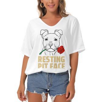 Pitbull Love I Love My Cute Pitbull 785 Shirt Women's Bat Sleeves V-Neck Blouse | Favorety