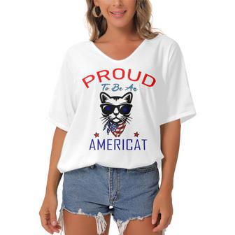 Proud To Be An Americat 808 Shirt Women's Bat Sleeves V-Neck Blouse | Favorety