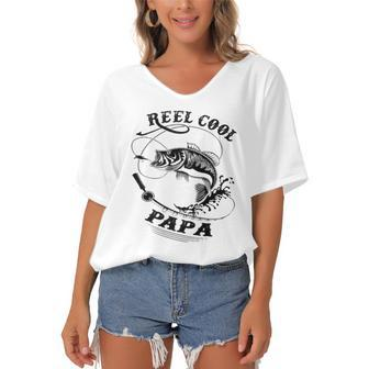 Reel Cool Papa Tee - Cool Fisherman Gift Tee Women's Bat Sleeves V-Neck Blouse | Mazezy DE