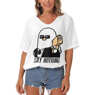 Say Nothing Women's Bat Sleeves V-Neck Blouse | Favorety AU