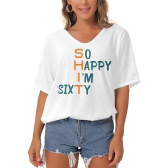 So Happy I’M Sixty Women's Bat Sleeves V-Neck Blouse | Favorety CA