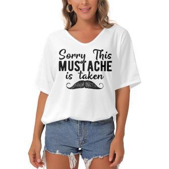 Sorry This Mustache Taken Fuuny Women's Bat Sleeves V-Neck Blouse | Favorety AU