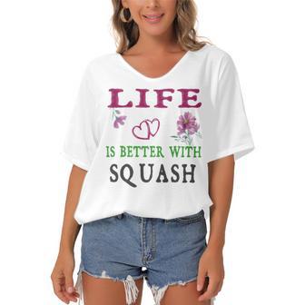 Squash Sport Lover Life Is Better With Squash Women's Bat Sleeves V-Neck Blouse | Favorety DE