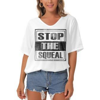Stop The Squeal - Trump Lost Get On With Running The Country Women's Bat Sleeves V-Neck Blouse - Monsterry DE