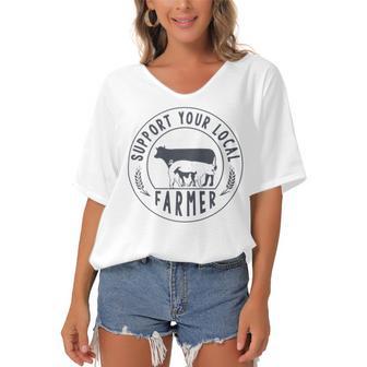 Support Your Local Farmer Women's Bat Sleeves V-Neck Blouse | Favorety DE