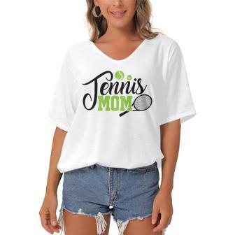 Tennis Mom - For Tennis Playing Mom Tennis Women's Bat Sleeves V-Neck Blouse | Mazezy