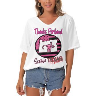 Thanks Portland Screw Texas Mind Your Own Uterus Women's Bat Sleeves V-Neck Blouse | Favorety DE