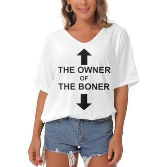 The Owner Of The Boner Women's Bat Sleeves V-Neck Blouse | Favorety CA