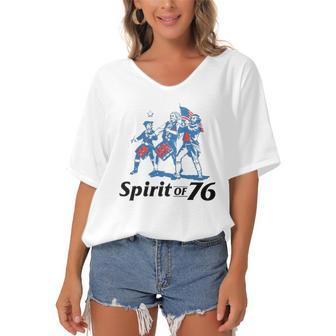 Top Spirit Of 76 4Th Of July Patriotic Women's Bat Sleeves V-Neck Blouse | Mazezy