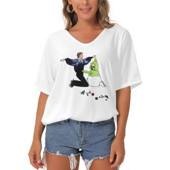 Torvill And Deans Dancing On Ice Women's Bat Sleeves V-Neck Blouse | Mazezy