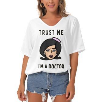 Trust Me Im A Dogtor Doctor Dog 672 Shirt Women's Bat Sleeves V-Neck Blouse | Favorety UK