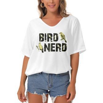 Twitcher Funny - Bird Nerd 195 Shirt Women's Bat Sleeves V-Neck Blouse | Favorety AU