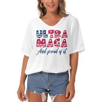 Ultra Maga And Proud Of It A Ultra Maga And Proud Of It V5 Women's Bat Sleeves V-Neck Blouse | Favorety UK