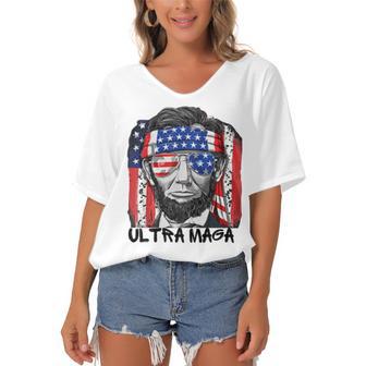 Ultra Maga And Proud Of It Essential Tshirt Women's Bat Sleeves V-Neck Blouse | Favorety DE