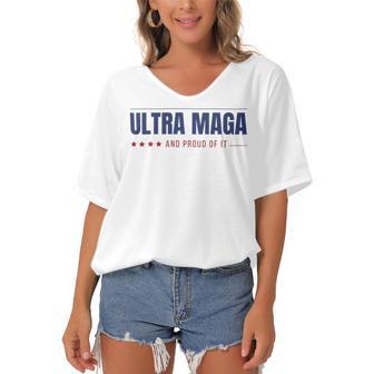 Ultra Maga And Proud Of It V10 Women's Bat Sleeves V-Neck Blouse | Favorety UK