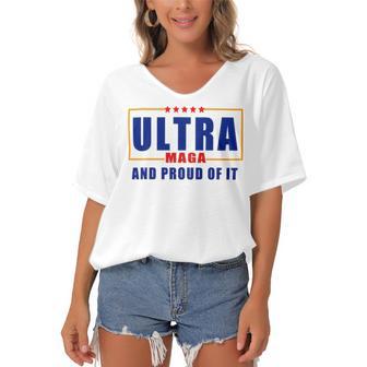 Ultra Maga And Proud Of It V11 Women's Bat Sleeves V-Neck Blouse | Favorety AU