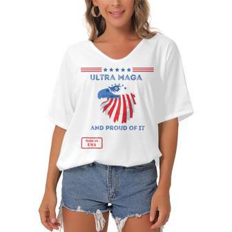 Ultra Maga And Proud Of It V12 Women's Bat Sleeves V-Neck Blouse | Favorety