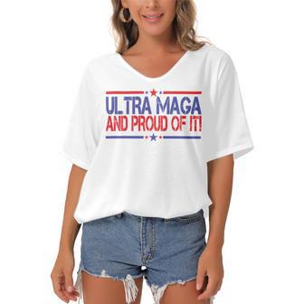 Ultra Maga And Proud Of It V14 Women's Bat Sleeves V-Neck Blouse | Favorety DE